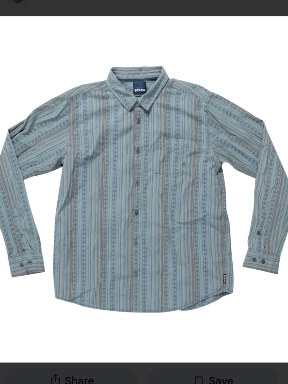 Prana Men's Light Blue Striped Long-Sleeve Button-Down Shirt